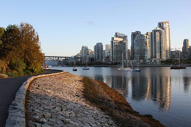 False Creek Seawall in Vancouver, BC with scenic waterfront views